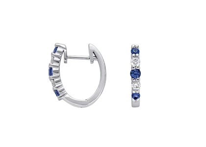 White Gold Plated CZ Studded Gemstone Hoop Earring